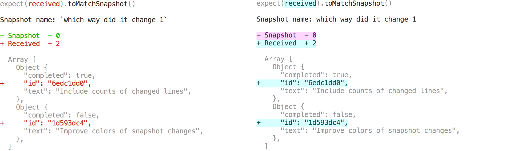 Snapshot mit eingefügten Zeilen