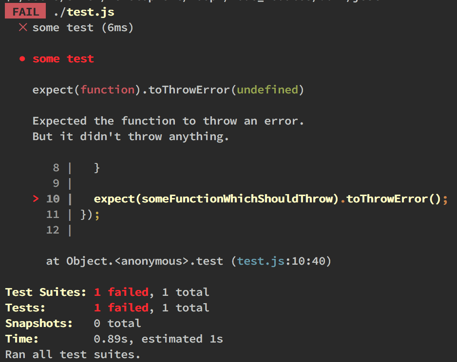 Jest 22 的失败提示